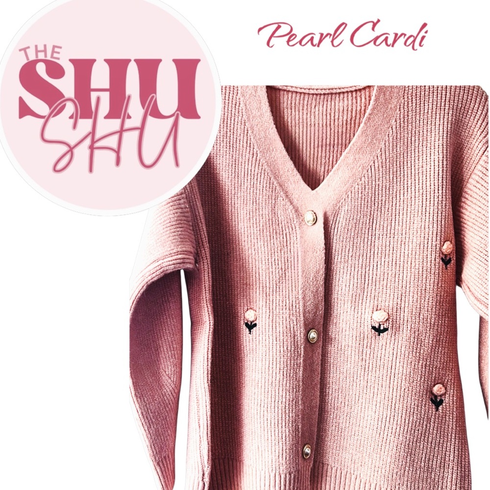 New! Gorgeous pink cardigan with pearl buttons
